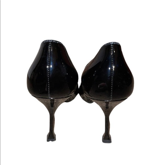 Brian Atwood Black Patent Leather Carla Peep Toe Heels Size 7.5 - Picture 7 of 10